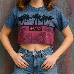 Vintage Signal Mega Single Stitch Crop Top Tee Women Large Casual Retro Y2K